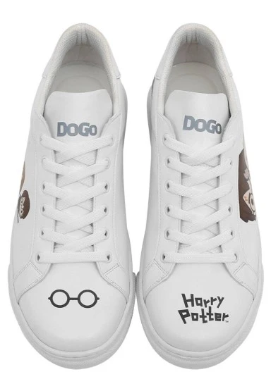 Kadın Vegan Deri Beyaz Sneakers - Friends Till Eternity Harry Potter Tasarım - 