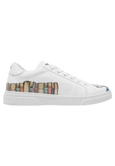 Kadın Vegan Deri Beyaz Sneakers - The Wise Owl Tasarım - 