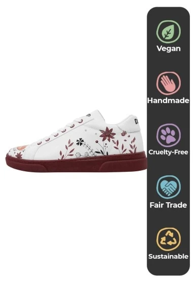 Kadın Vegan Deri Beyaz Sneakers - Spirit Animal Tasarım - 