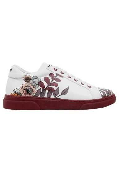 Kadın Vegan Deri Beyaz Sneakers - Magic in the Air Tasarım - 