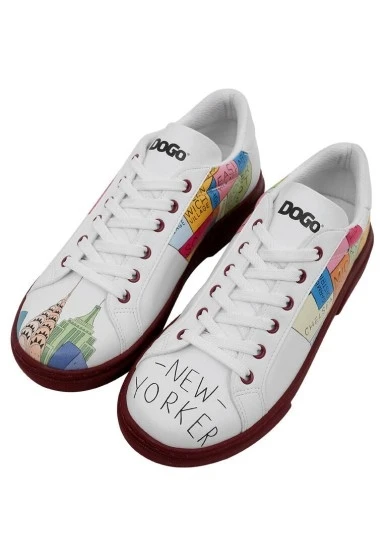 Kadın Vegan Deri Beyaz Sneakers - Manhattan Tasarım - 