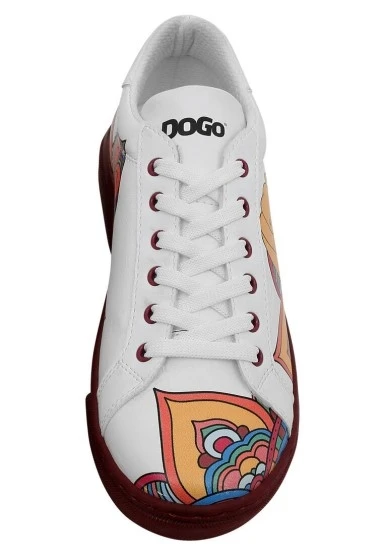 Kadın Vegan Deri Beyaz Sneakers - India Tasarım - 