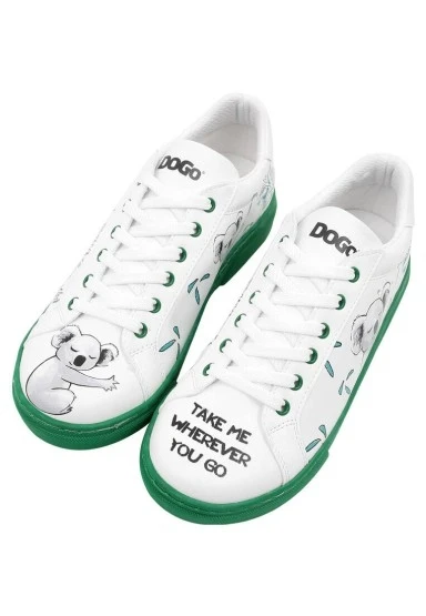 Kadın Vegan Deri Beyaz Sneakers - Koala Hug Tasarım - 