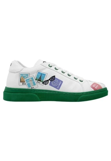Kadın Vegan Deri Beyaz Sneakers - Ready to Travel Tasarım - 