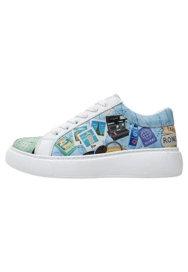 Kadın Vegan Deri Beyaz Sneakers - Ready to Travel Tasarım - 