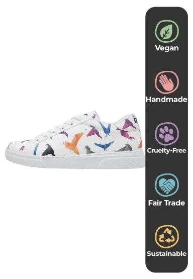 Kadın Vegan Deri Beyaz Sneakers - Paper Like Tasarım - 