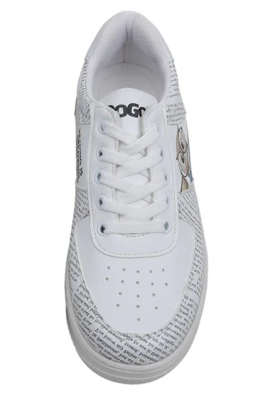 Kadın Vegan Deri Beyaz Sneakers - The Wise Owl Tasarım - 