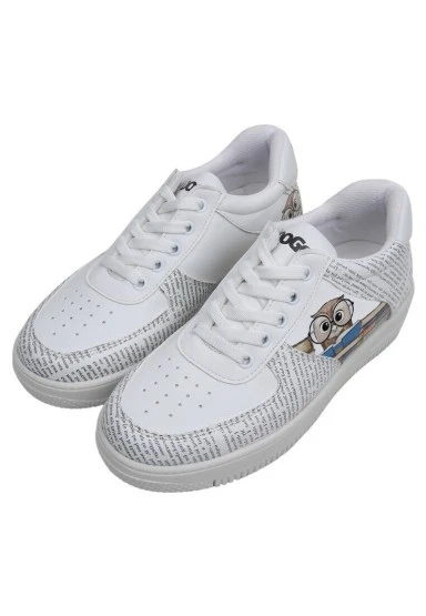 Kadın Vegan Deri Beyaz Sneakers - The Wise Owl Tasarım - 