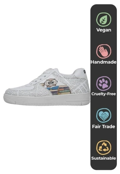 Kadın Vegan Deri Beyaz Sneakers - The Wise Owl Tasarım - 