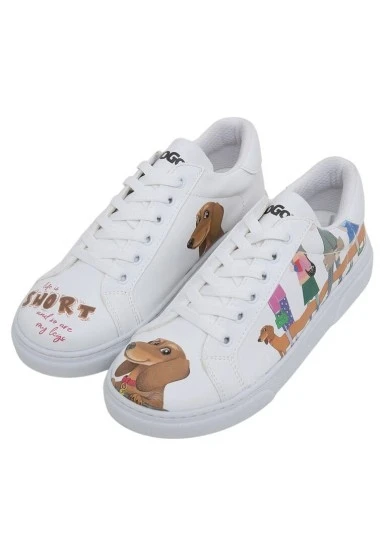 Kadın Vegan Deri Beyaz Sneakers - Mini Puppy Tasarım - 