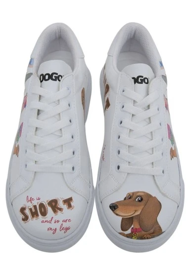 Kadın Vegan Deri Beyaz Sneakers - Mini Puppy Tasarım - 