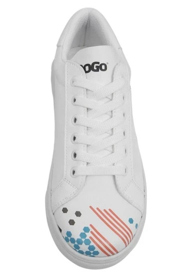 Kadın Vegan Deri Beyaz Sneakers - Bring Your Colours to Life Tasarım - 