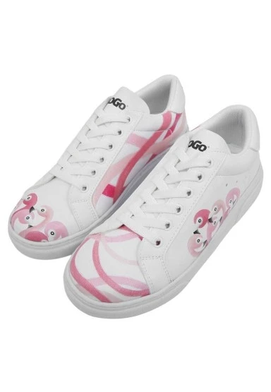 Kadın Vegan Deri Beyaz Sneakers - Pink Paradise Tasarım - 