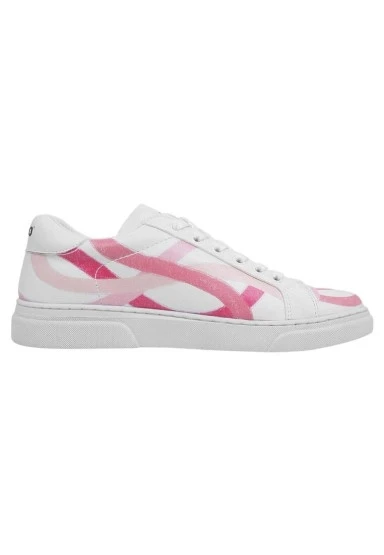 Kadın Vegan Deri Beyaz Sneakers - Pink Paradise Tasarım - 