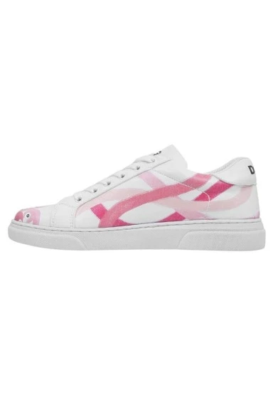 Kadın Vegan Deri Beyaz Sneakers - Pink Paradise Tasarım - 