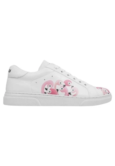 Kadın Vegan Deri Beyaz Sneakers - Pink Paradise Tasarım - 