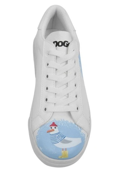 Kadın Vegan Deri Beyaz Sneakers - You, Me and the Sea Tasarım - 