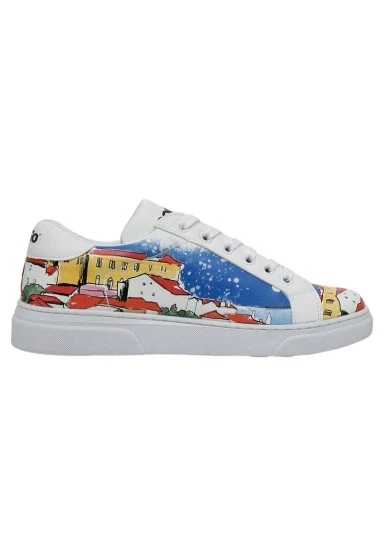 Kadın Vegan Deri Beyaz Sneakers - On the Roofs Tasarım - 