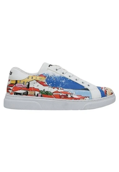 Kadın Vegan Deri Beyaz Sneakers - On the Roofs Tasarım - 