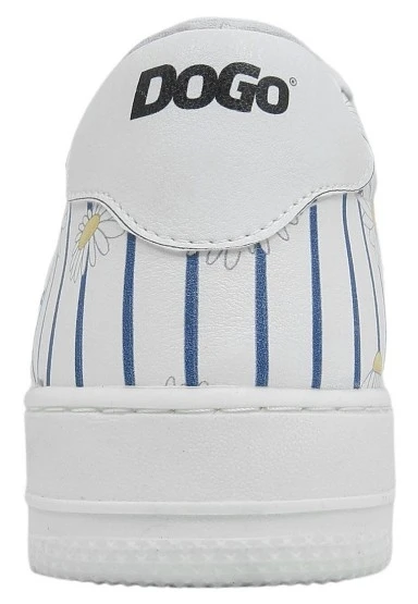Kadın Vegan Deri Beyaz Sneakers - Daisy Stripes Tasarım - 