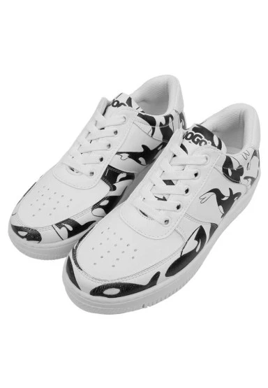 Kadın Vegan Deri Beyaz Sneakers - Flowing Orca Tasarım - 