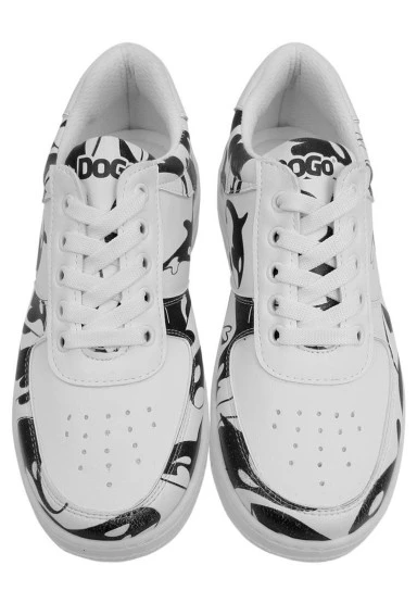 Kadın Vegan Deri Beyaz Sneakers - Flowing Orca Tasarım - 