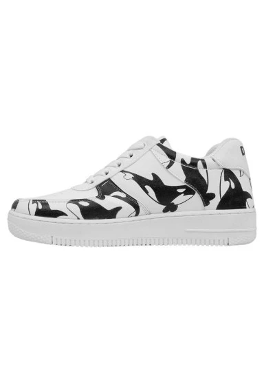 Kadın Vegan Deri Beyaz Sneakers - Flowing Orca Tasarım - 