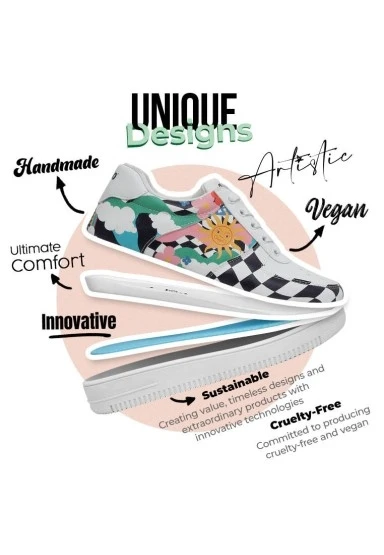 Kadın Vegan Deri Beyaz Sneakers - Born to be Awesome Tasarım - 