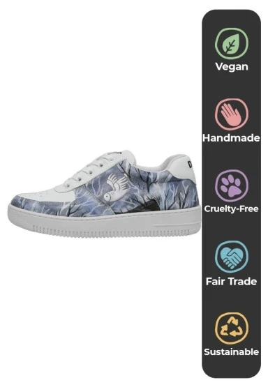 Kadın Vegan Deri Beyaz Sneakers - The Night is Dark Tasarım - 