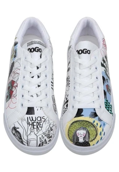 Kadın Vegan Deri Beyaz Sneakers - I was here Tasarım - 