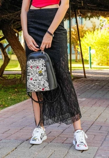 Kadın Vegan Deri Beyaz Sneakers - Icon Tasarım - 