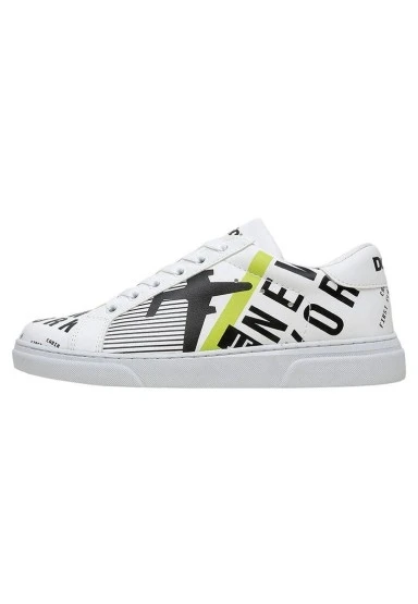 Kadın Vegan Deri Beyaz Sneakers - New York Ticket Tasarım - 