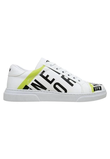 Kadın Vegan Deri Beyaz Sneakers - New York Ticket Tasarım - 