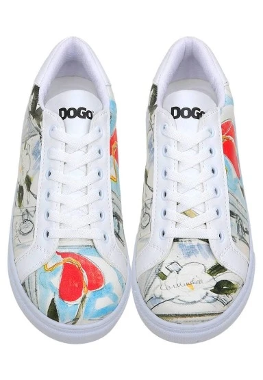 Kadın Vegan Deri Beyaz Sneakers - Hartley's Flower Tasarım - 