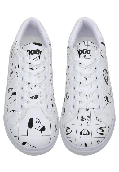Kadın Vegan Deri Beyaz Sneakers - I Woof You Tasarım - 