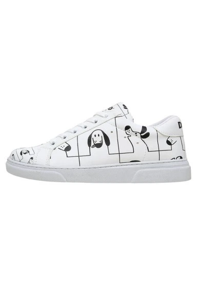 Kadın Vegan Deri Beyaz Sneakers - I Woof You Tasarım - 