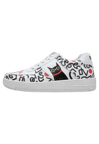 Kadın Vegan Deri Beyaz Sneakers - Cat and Mouse Tasarım - 