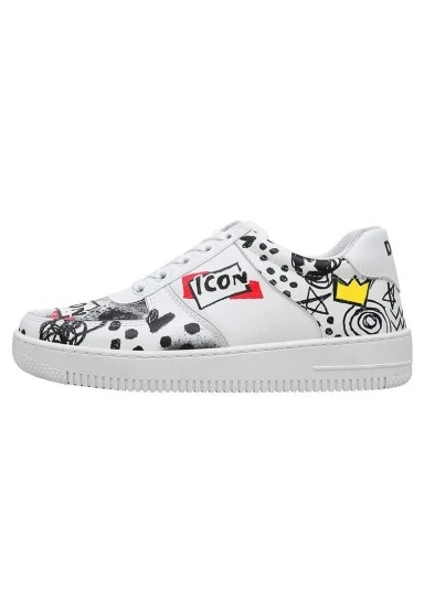 Kadın Vegan Deri Beyaz Sneakers - Icon Tasarım - 