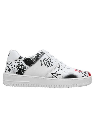 Kadın Vegan Deri Beyaz Sneakers - Icon Tasarım - 