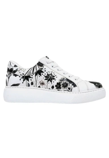 Kadın Vegan Deri Beyaz Sneakers - Fluffy Tasarım - 