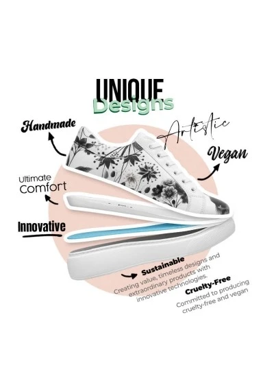 Kadın Vegan Deri Beyaz Sneakers - Fluffy Tasarım - 