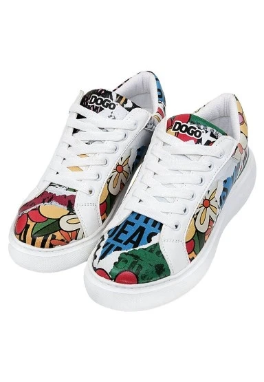 Kadın Vegan Deri Beyaz Sneakers - Creative Mess Tasarım - 