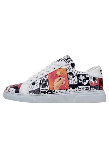 Kadın Vegan Deri Beyaz Sneakers - Star Girl Tasarım - 