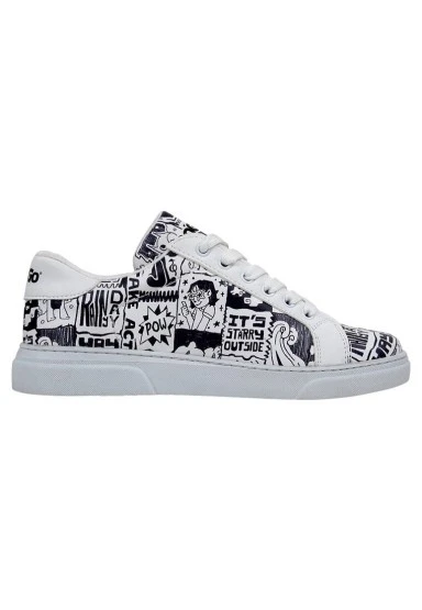Kadın Vegan Deri Beyaz Sneakers - Star Girl Tasarım - 