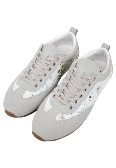 Kadın Vegan Deri Beyaz Sneakers - Botanical Notes Tasarım - 