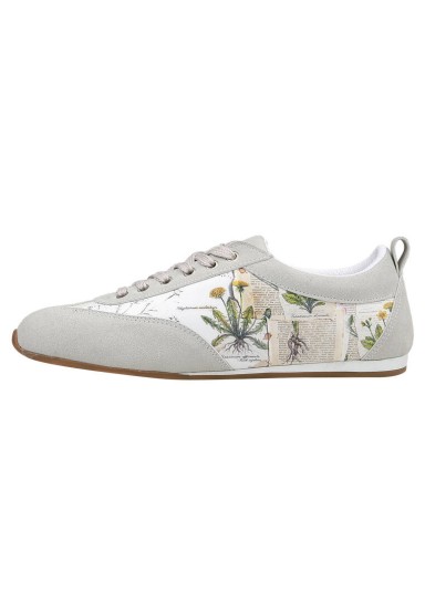 Dogo - Kadın Vegan Deri Beyaz Sneakers - Botanical Notes Tasarım