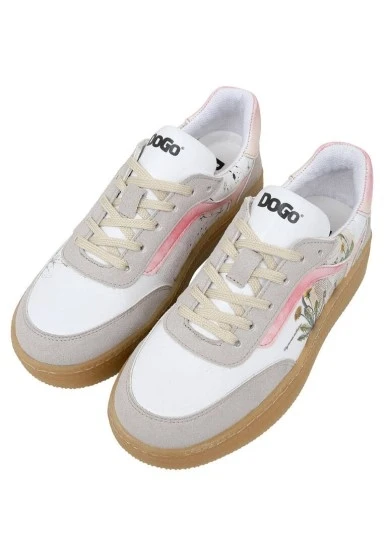 Kadın Vegan Deri Beyaz Sneakers - Botanical Notes Tasarım - 