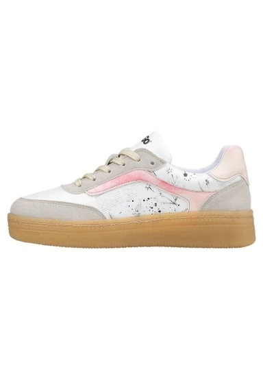 Kadın Vegan Deri Beyaz Sneakers - Botanical Notes Tasarım - 
