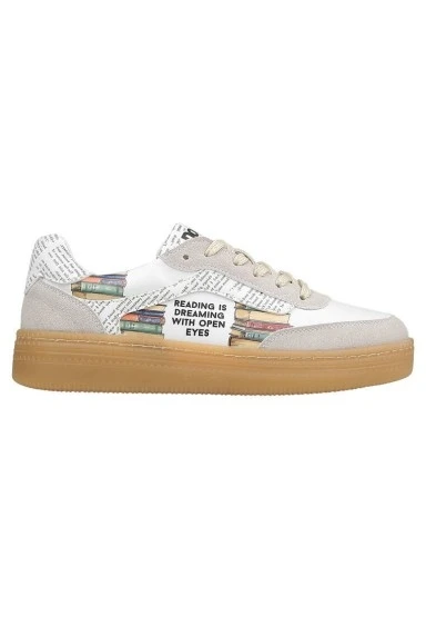 Kadın Vegan Deri Beyaz Sneakers - The Wise Owl Tasarım - 