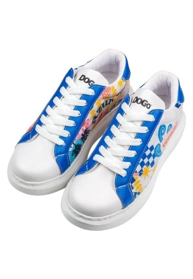 Kadın Vegan Deri Beyaz Sneakers - Azur Tasarım - 